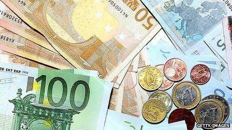 Euros in cash and coins