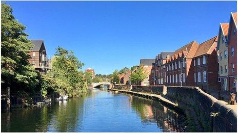 River and blue sky