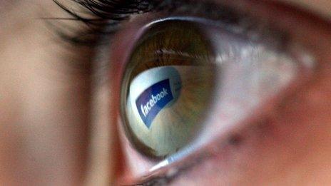 Facebook logo in eye