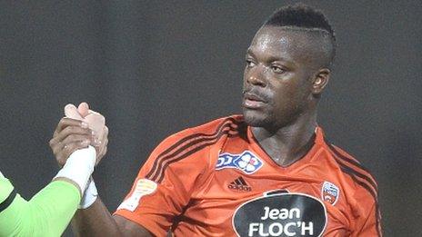 Lamine Kone celebrates at the end of a recent French League Cup match