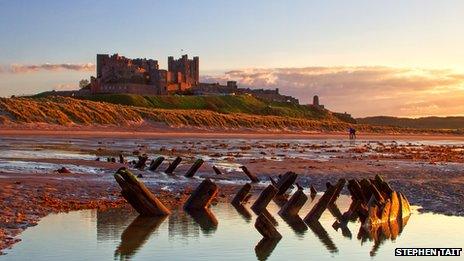 Wreck of 18th Century ship off Bamburgh