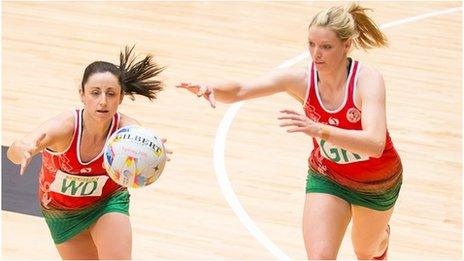 Wales captain Suzy Drane and goalkeeper Rosanna Pretorius in action against Fiji