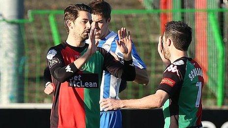 Curtis Allen scored Glentoran's equalising goal from the penalty spot