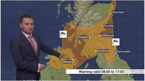 Map showing warning areas for Storm Ali