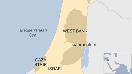 Map of Israel, West Bank, Gaza