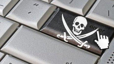 Skull and crossbones image on a keyboard