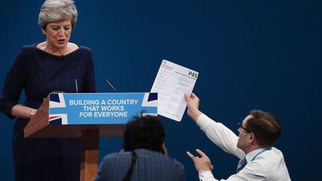 Simon Brodkin gives Theresa May P45