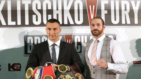 Wladimir Klitschko and Tyson Fury before the postponed initial fight in July 2015