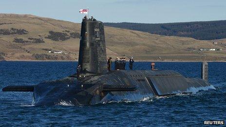 A nuclear submarine in Faslane