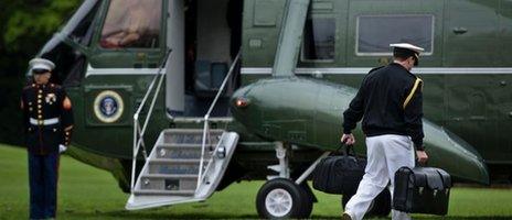 The nuclear code briefcases loaded at the White House for the Asian trip, 21 May