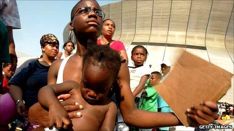 Family outside Superdome