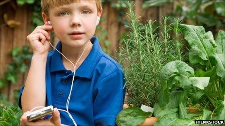 Boy listening to an iPod