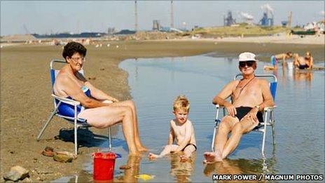 Family on beach