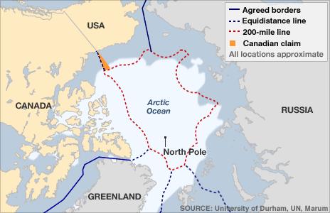 Map of Canada and USA's Arctic regions