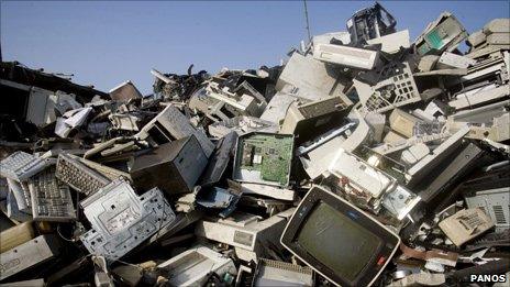 Pile of computers and televisions