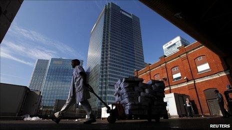 The Canary Wharf headquarters of Barclays and HSBC