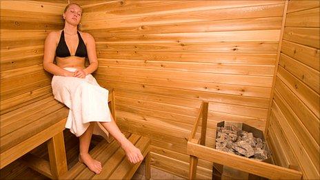 Woman in sauna