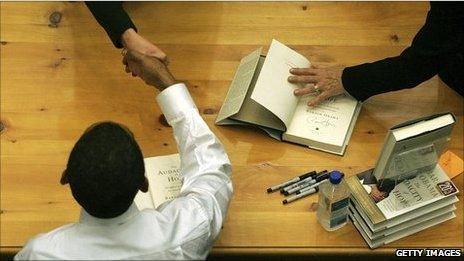 Barack Obama at a book signing