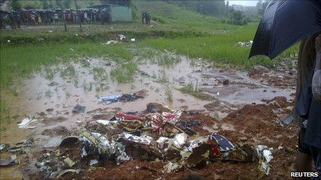 Wreckage from the site of the crash, 24 August 2010