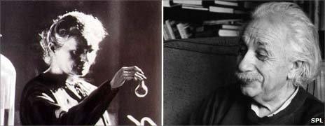 Marie Curie (left) and Albert Einstein (Images: Science Photo Library)