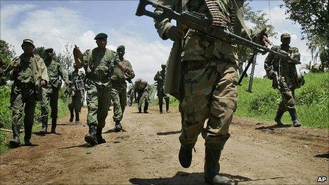 Congolese rebels pictured north of Goma in November 2008