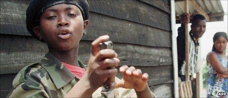 A child soldier in the Democratic Republic of Congo in 1998