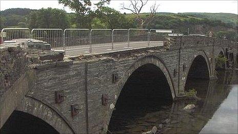 The damage to Dyfi Bridge