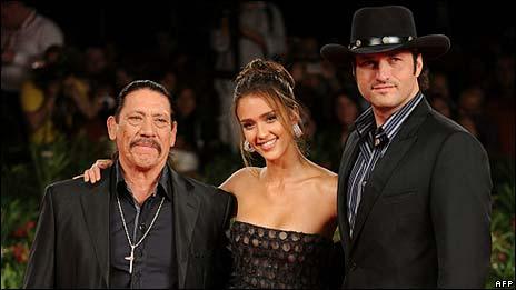 Danny Trejo, Jessica Alba and Robert Rodriguez