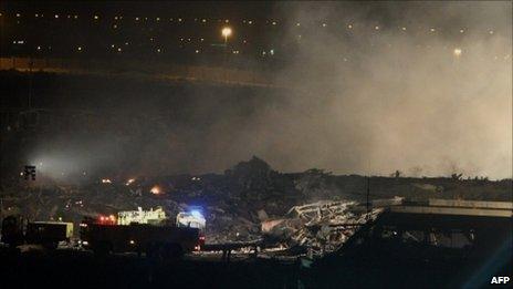 Scene of a plane crash in Dubai, 3 September