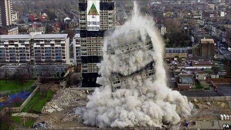 Demolition work at the Nightingale Estate in Hackney, East London