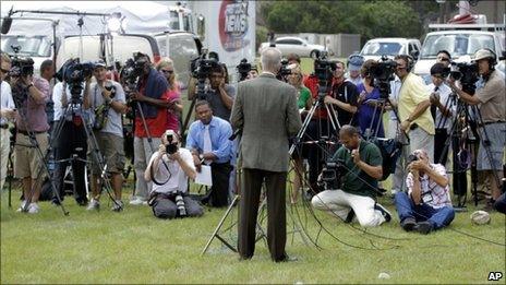 Pastor Terry Jones of the Dove World Outreach Center in Gainesville, Florida, speaks to the press on 8 September, 2010.