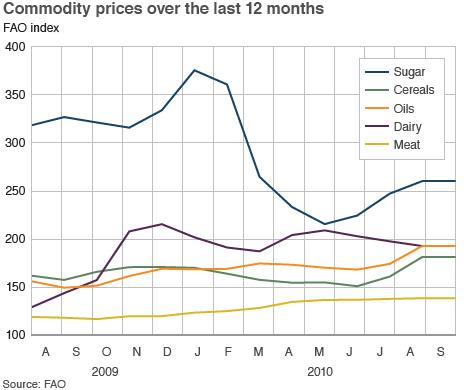 Commodity prices over 12 months