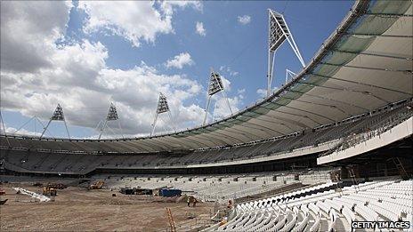 Olympic Stadium construction as of 5 July 2010