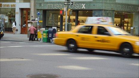 Yellow taxi on the street of New York