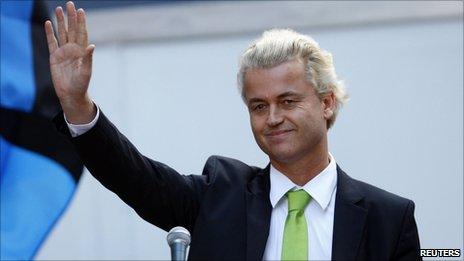 Geert Wilders addressing the anti-Islamic centre rally at Ground Zero, New York, 11 September