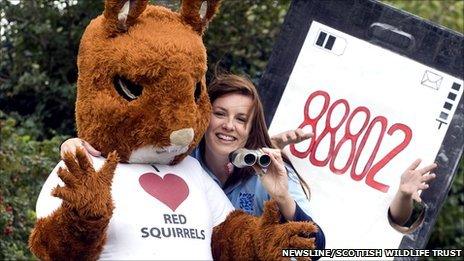 Hollie Walker, Saving Scotland’s Red Squirrel’s Project Officer for the North East, launches the campaign [Pic: Newsline/SWT]