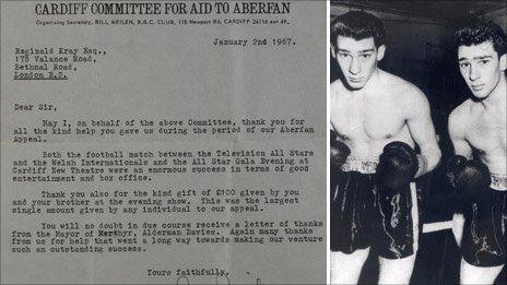 The letter thanking the Krays for their contribution to the Aberfan relief fund