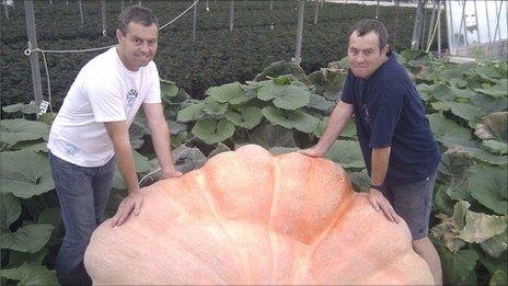 Ian and Stuart Paton with pumpkin