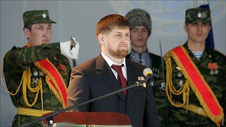 Chechen President Ramzan Kadyrov during his inauguration in Grozny in April 2007