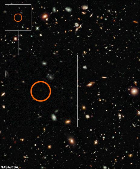 Hubble Ultra Deep Field with UDFy-38135539 inset (Nasa/Esa)