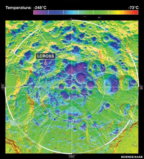 Daytime temperatures at the Moon's southern polar region (Science/AAAS)