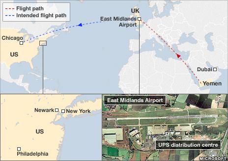 Map of cargo plane route