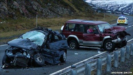 Crashed cars on A9. Pic: Andrew Smith