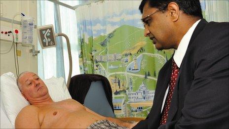 Surgeon Dr Sumit Goyal with Steve McAllister