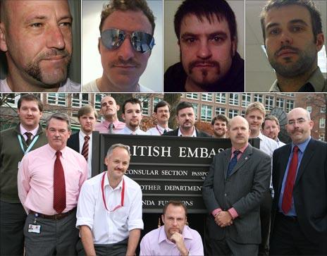 Top, from left: Paul Haggath, Mark Coughlan, Iain MacMillan, Lawrence Sinton, and below, British Embassy staff in Washington DC