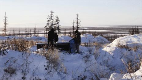 Scientists examine permafrost in Siberia