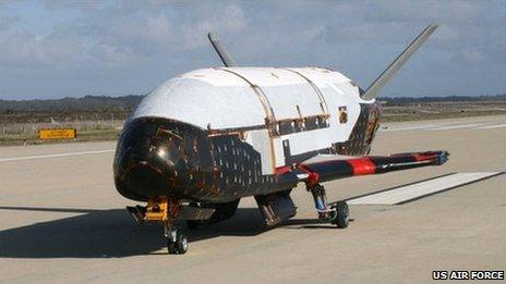 An undated picture of the X-37B prototype before launch (US Air Force)