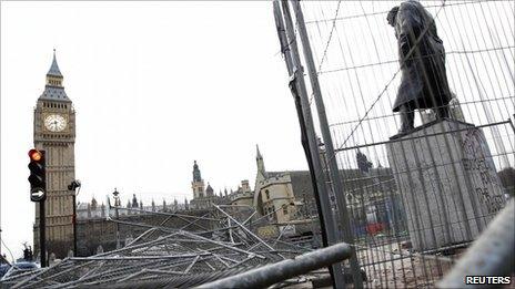 Damage in Parliament Square