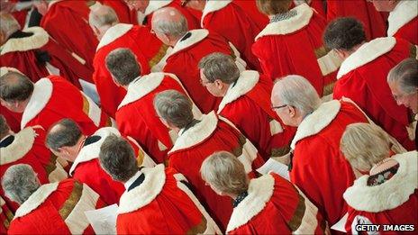 Members of the House of Lords at the State opening of Parliament