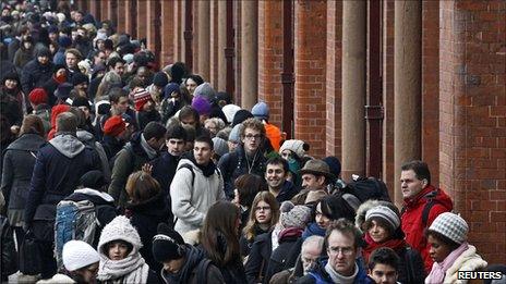 Passengers in the Eurostar queue